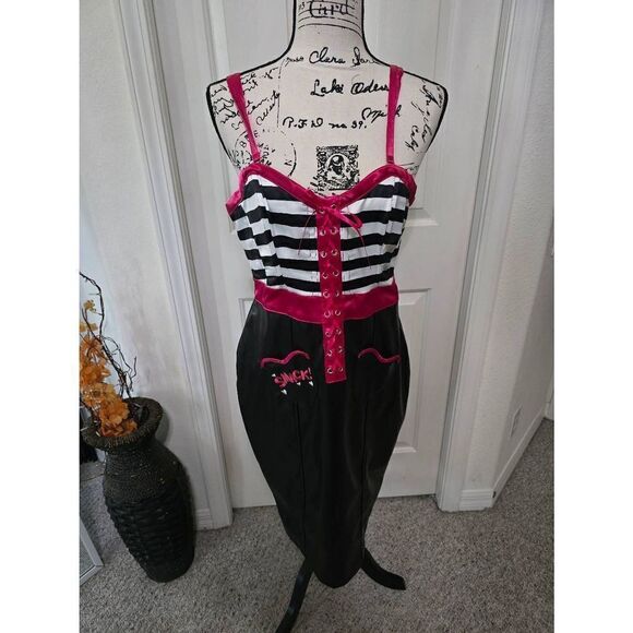 Unique Vintage Betty and Veronica Vegan Leather Dress Size XL - Picture 3 of 8